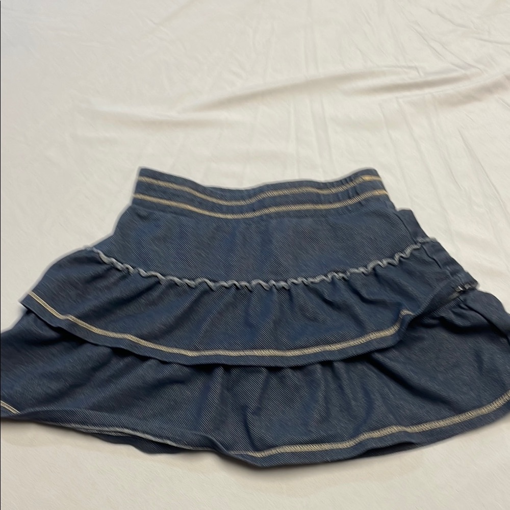 Blue and White Mini Bubble Skirt with Ruffled Tiers